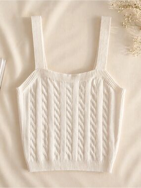 Cable Knit Tank Top | Minimalist Cotton Sweater Camisole | French Spring Layer